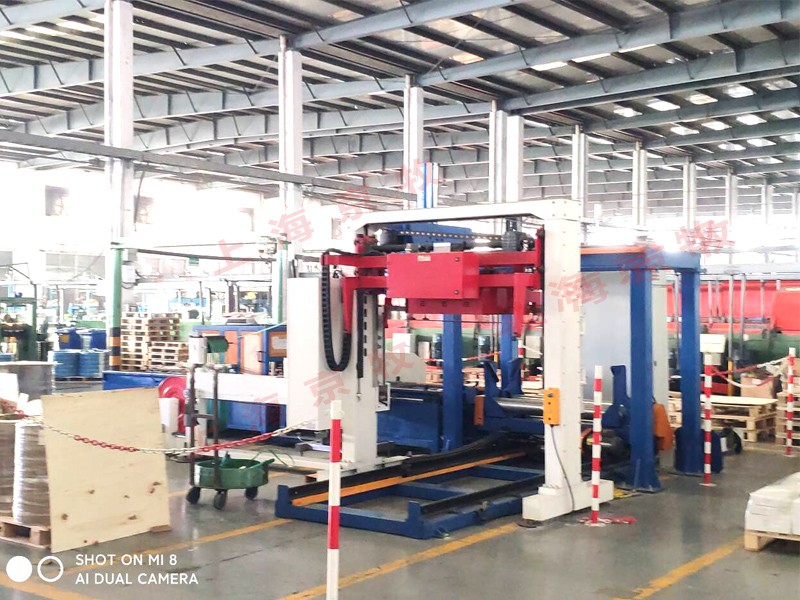 鋼絲、焊絲取料、稱(chēng)重、纏繞、收尾、貼標(biāo)、碼垛、PET自動(dòng)捆扎打包自動(dòng)化生產(chǎn)線(xiàn)